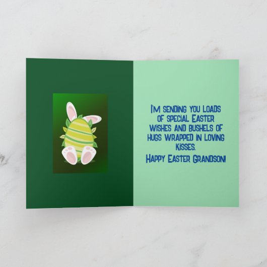 BUNNY N EGG KLEINZOON PASEN KAART (Binnen)