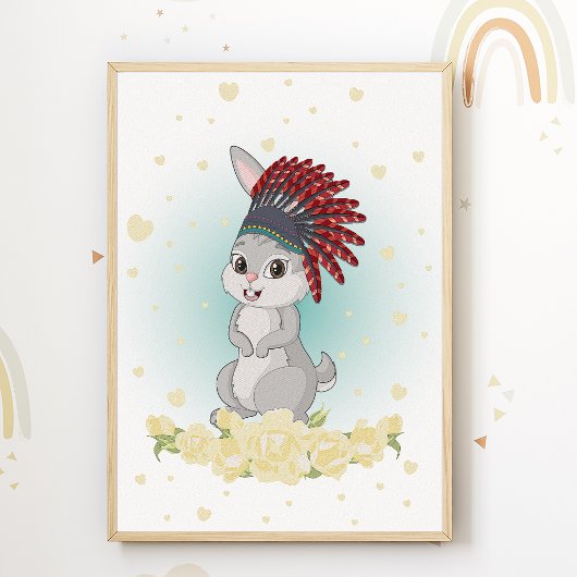 Bunny Native American kinderkamerprint voor kids k Poster