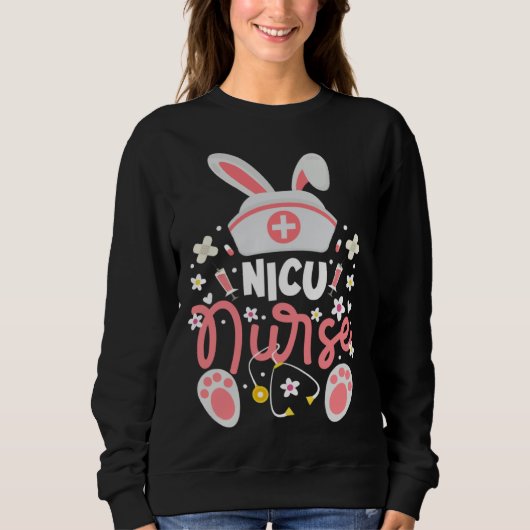Bunny NICU Nurse Bunny Ears Neonatal Intensive Car Trui (Voorkant)