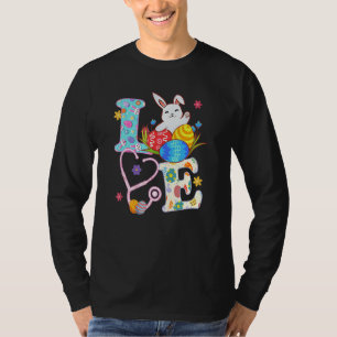 Bunny Nurse Life Stethoscope Scrub Outfits Happy E T-shirt