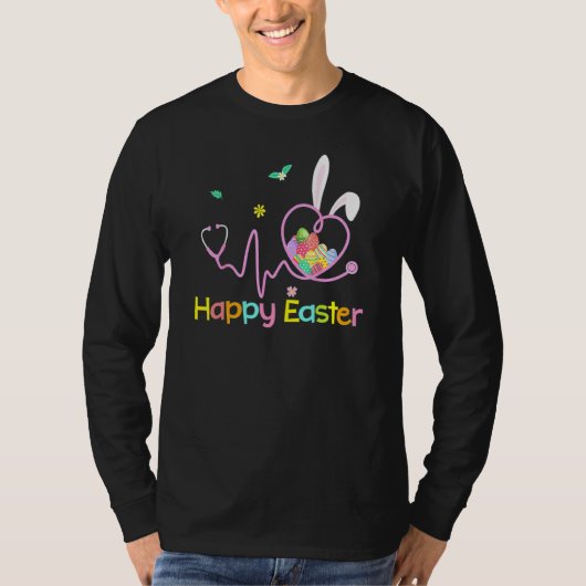 Bunny Nurse Stethoscope Happy Easter Eggs Rabbit N T-shirt (Voorkant)