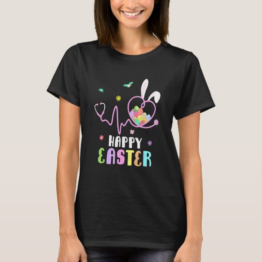 Bunny Nurse Stethoscope Happy Easter Eggs Rabbit N T-shirt (Voorkant)