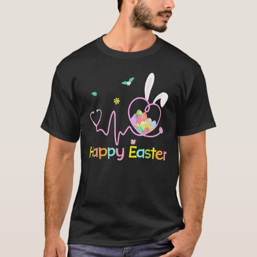 Bunny Nurse Stethoscope Happy Easter Eggs Rabbit N T-shirt (Voorkant)