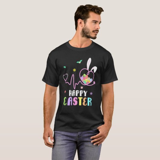 Bunny Nurse Stethoscope Happy Easter Eggs Rabbit N T-shirt (Voorkant volledig)