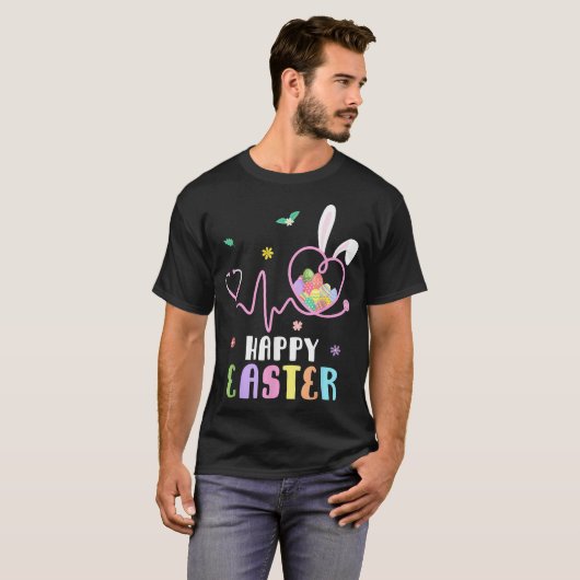 Bunny Nurse Stethoscope Happy Easter Eggs Rabbit N T-shirt (Voorkant volledig)