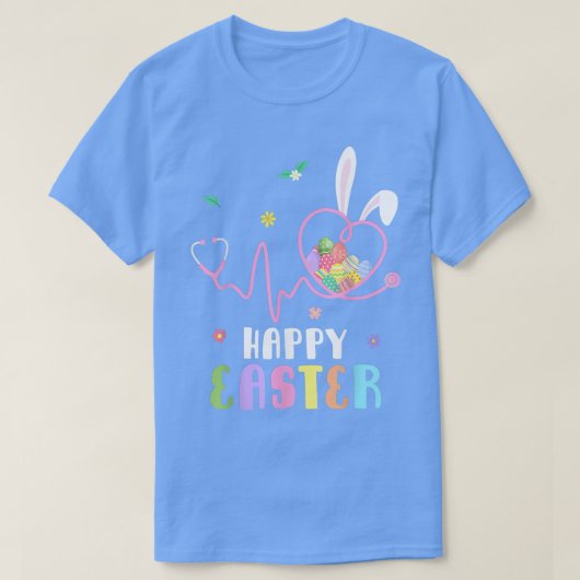 Bunny Nurse Stethoscope Happy Easter Eggs Rabbit N T-shirt (Design voorkant)