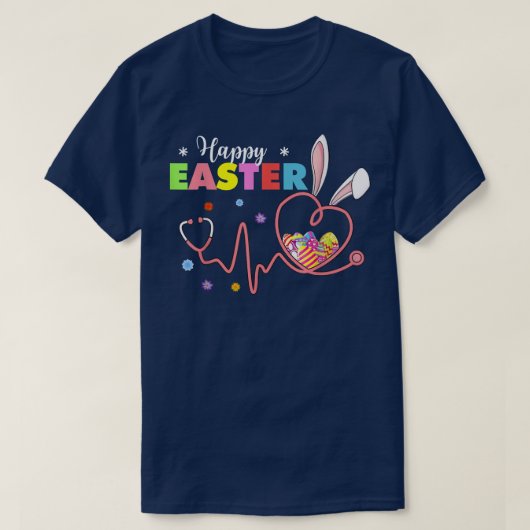 Bunny Nurse Stethoscope Happy Easter Eggs Rabbit N T-shirt (Design voorkant)