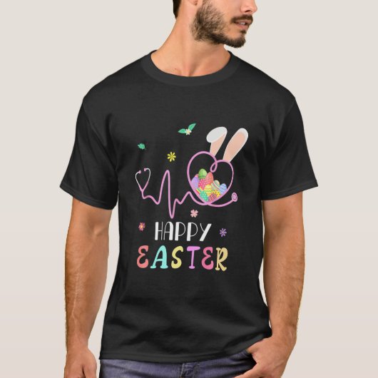 Bunny Nurse Stethoscope Happy Easter Eggs Rabbit N T-shirt (Voorkant)