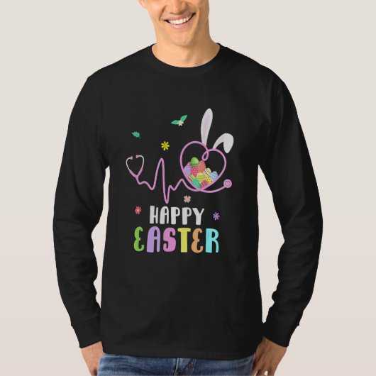 Bunny Nurse Stethoscope Happy Easter Eggs Rabbit N T-shirt (Voorkant)