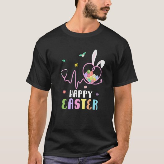 Bunny Nurse Stethoscope Happy Easter Eggs Rabbit N T-shirt (Voorkant)