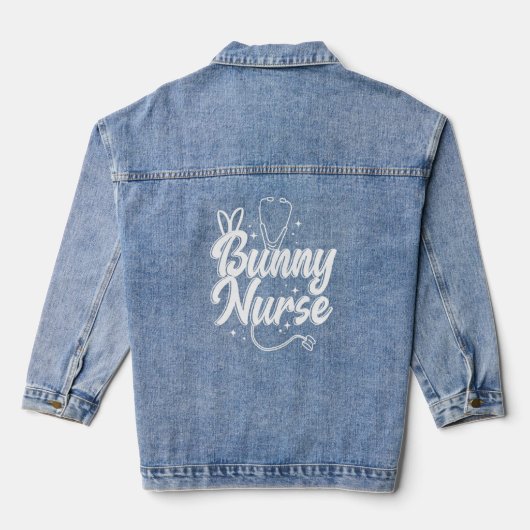 Bunny Nurse Stethoscope Nursing Cna Hospital Clini Denim Jacket (Achterkant)