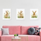 Bunny Nursery Prints, Waterverf Genderneutraal Muurkunst Sets (Woonkamer)