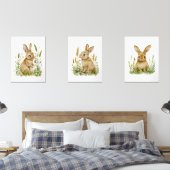 Bunny Nursery Prints, Waterverf Genderneutraal Muurkunst Sets (Slaapkamer)