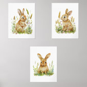 Bunny Nursery Prints, Waterverf Genderneutraal Muurkunst Sets (Voorkant)