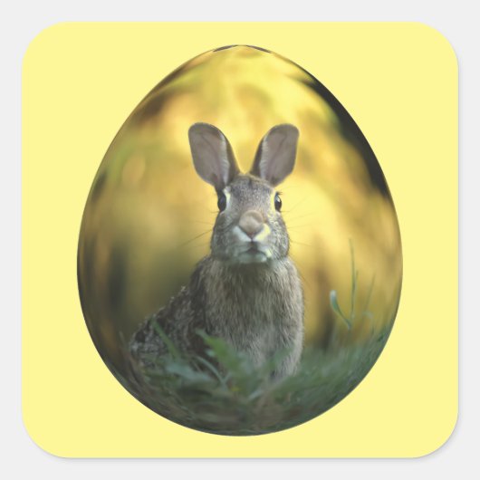 Bunny on Egg Vierkante Sticker (Voorkant)