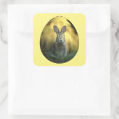 Bunny on Egg Vierkante Sticker (Tas)