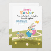 Bunny on zijnway Easter Invitation Kaart (Voorkant / Achterkant)