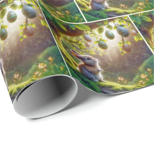 Bunny onder een easter egg tree cadeaupapier (Rol Hoek)