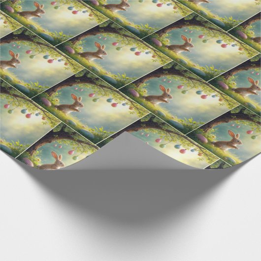 Bunny onder een easter egg tree cadeaupapier (Hoek)