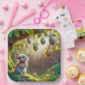 Bunny onder een easter egg tree papieren bordje (Feest)