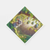 Bunny onder een easter egg tree servet (Hoek)