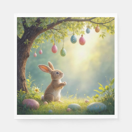 Bunny onder een easter egg tree servet (Voorkant)