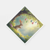 Bunny onder een easter egg tree servet (Hoek)