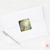 Bunny onder een easter egg tree vierkante sticker (Envelop)
