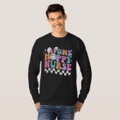 Bunny One Hoppy Nurse Happy Easter Day Groovy Retr T-shirt (Voorkant volledig)