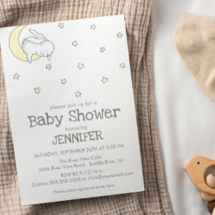 Bunny op de maan genderneutraal baby shower kaart
