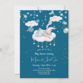 Bunny op de wolk, baby shower kaart (Voorkant)