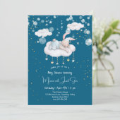 Bunny op de wolk, baby shower kaart (Staand voorkant)