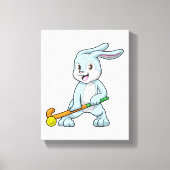Bunny op Field hockey met Hockey stick Canvas Afdruk (Voorkant)