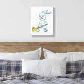 Bunny op Field hockey met Hockey stick Canvas Afdruk (Insitu (Slaapkamer))