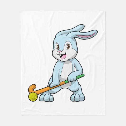 Bunny op Field hockey met Hockey stick Fleece Deken (Voorkant)
