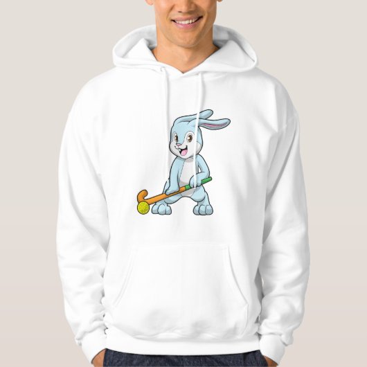 Bunny op Field hockey met Hockey stick Hoodie (Voorkant)