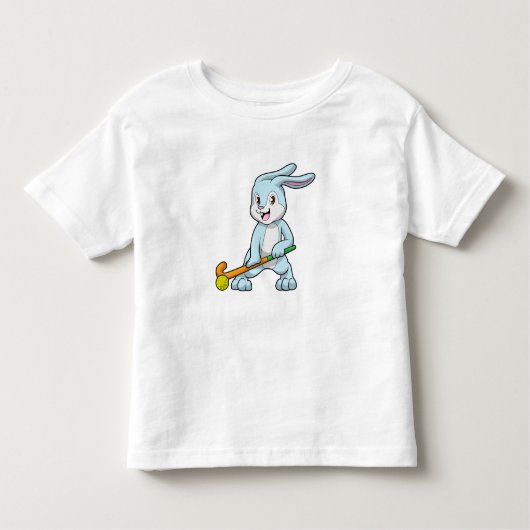 Bunny op Field hockey met Hockey stick Kinder Shirts (Voorkant)