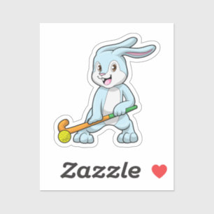 Bunny op Field hockey met Hockey stick Sticker
