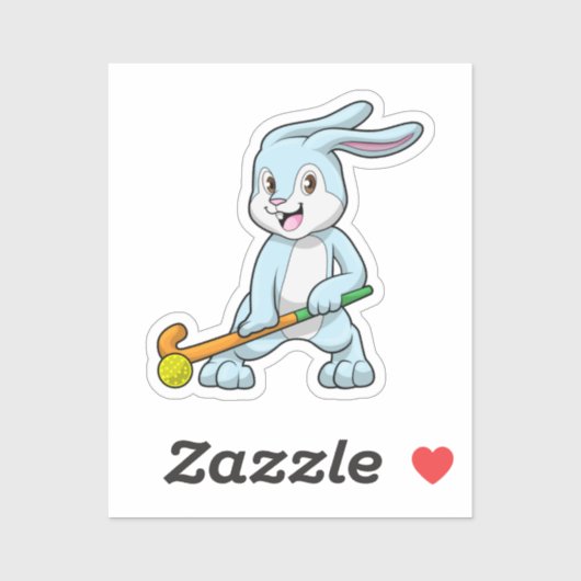 Bunny op Field hockey met Hockey stick Sticker (Vel)