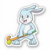Bunny op Field hockey met Hockey stick Sticker (Voorkant)