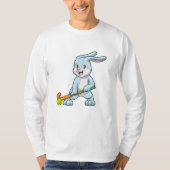 Bunny op Field hockey met Hockey stick T-shirt (Voorkant)