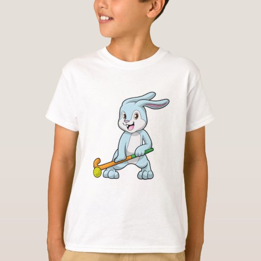 Bunny op Field hockey met Hockey stick T-shirt (Voorkant)