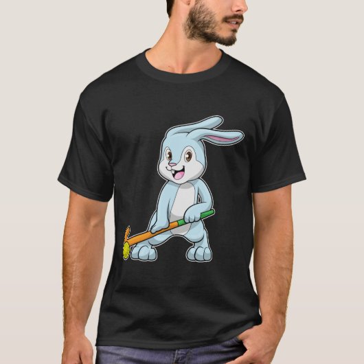 Bunny op Field hockey met Hockey stick T-shirt (Voorkant)
