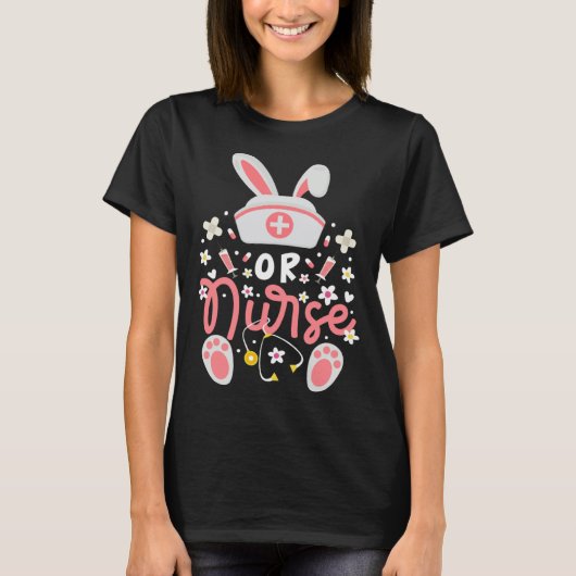 Bunny OR Nurse Cute Bunny Ears Hat Operating Room  T-shirt (Voorkant)