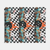 Bunny Oranje auto racing Print Fleece Deken (Voorkant (Horizontaal))