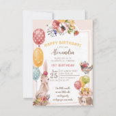 Bunny Owl and Bird 1st Birthday Kaart (Voorkant)