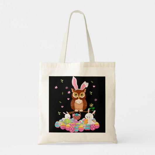 Bunny Owl zorgt voor paaseieren Tote Bag (Achterkant)