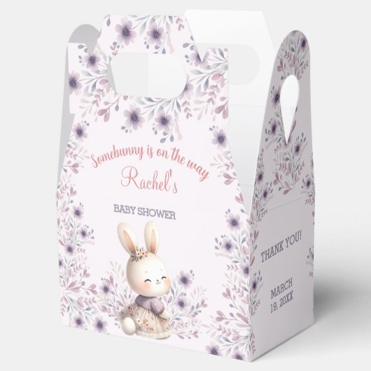 Bunny Paarse Bloemen Spring Meisje Baby shower Kle Bedankdoosjes (Geopend)