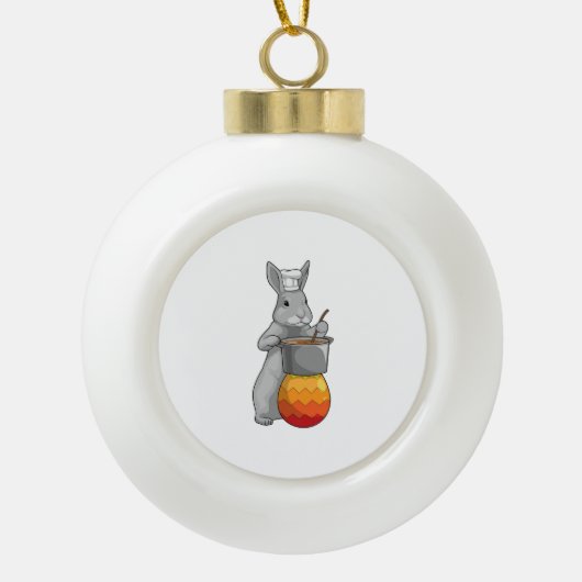 Bunny Paasei Chef Keramische Bal Ornament (Voorkant)