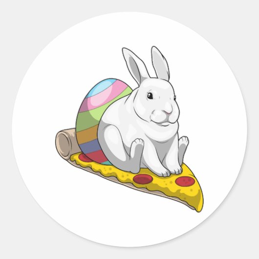 Bunny Paasei Pizza Ronde Sticker (Voorkant)